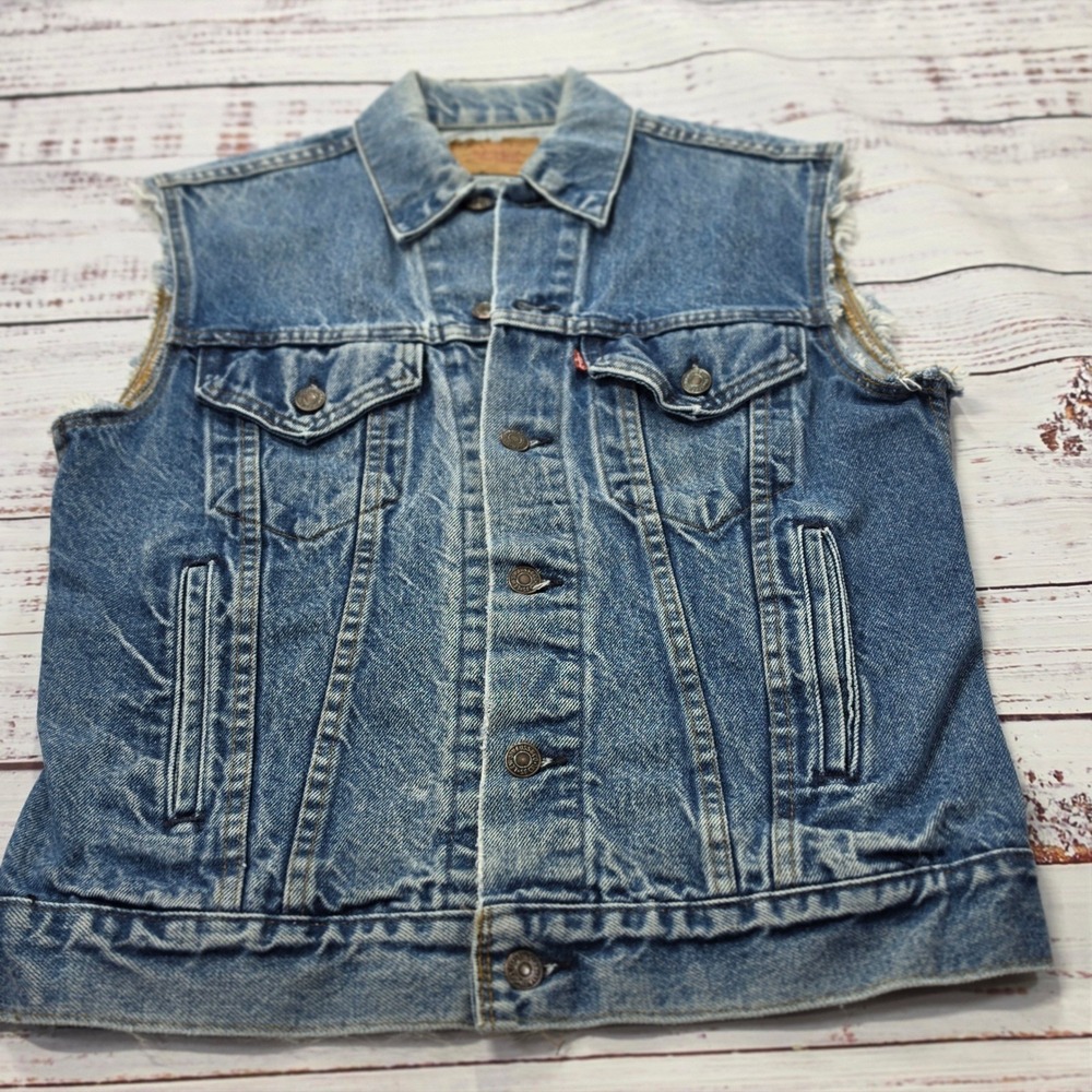 Levi's Denim Vest Women M Blue Good Every Time I Die Band Patch Vintage Custom